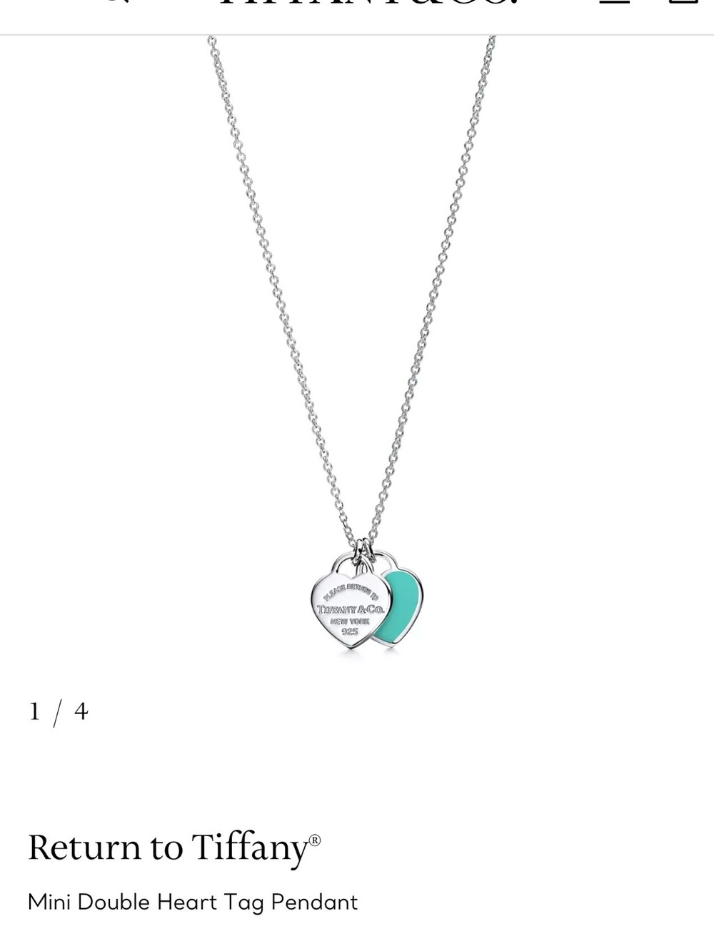 Tiffany & Co. Double Heart Tag Pendant in Silver and Turquoise